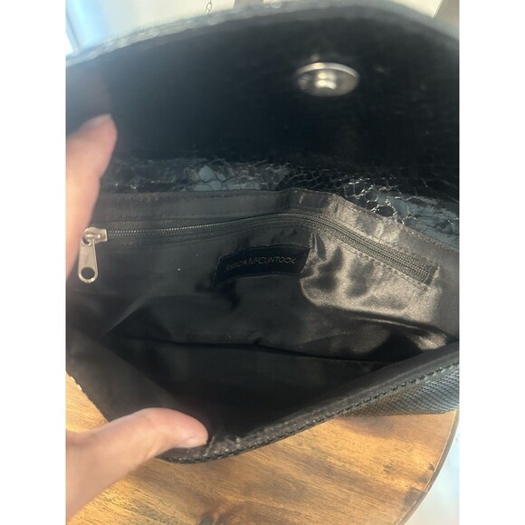 Vintage Gunne Sax Jessica McClintock Black Clutch Purse Evening Bag Gold Chain - Picture 6 of 6